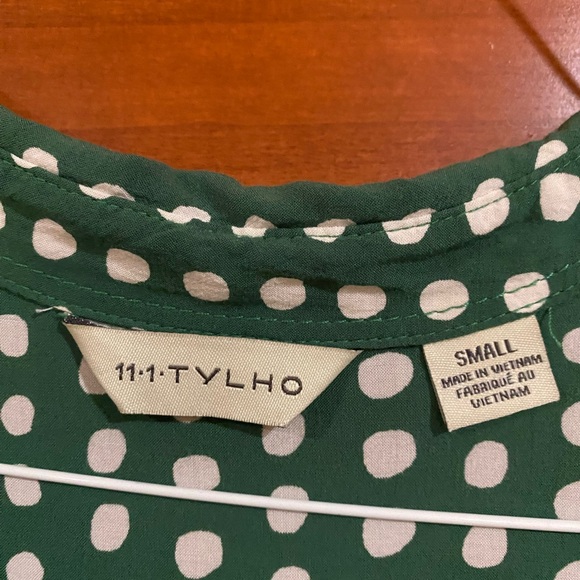 11 1 Tylho (Anthropologie) green polka dot dress, size small, lined, pockets - Picture 4 of 4